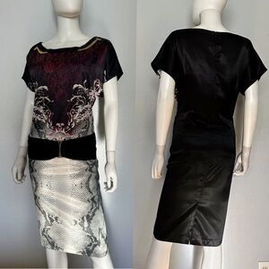 NWT POLEN POE PLUS SIZE SATIN DRESS RAGLAN SHORT SLEEVES KNEE-LENGTH UNLINED‎